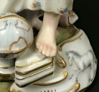 Meissen Porcelain Allegorical Figure Of A Woman With Books And A Globe 8