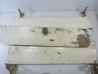 Antique 3 Tier White Wooden Shelf w/Cast Iron Brackets 10