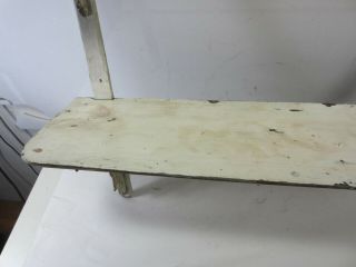 Antique 3 Tier White Wooden Shelf w/Cast Iron Brackets 6