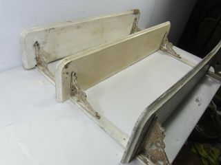 Antique 3 Tier White Wooden Shelf w/Cast Iron Brackets 9