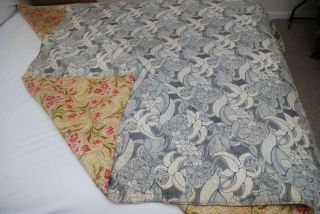 Gorgeous Antique Art Nouveau Reversible Hand - stitched Wholecloth Double Quilt 9