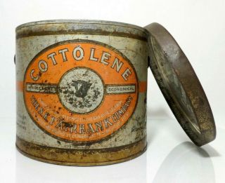 EARLY 20TH C VINT COTTOLENE SHORTENING TIN PAIL W/O HANDLE,  N.  K.  FAIRBANK CO 2