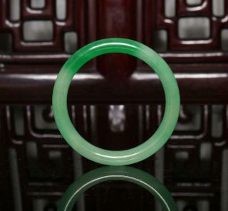 Fine Chinese Carved Green Jadeite Jade Bracelet 2.  28”