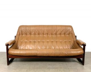 Vintage Mid Century Modern Percival Lafer Leather Sofa and Loveseat Brazilian 2