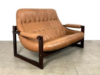 Vintage Mid Century Modern Percival Lafer Leather Sofa and Loveseat Brazilian 8