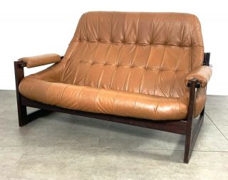 Vintage Mid Century Modern Percival Lafer Leather Sofa and Loveseat Brazilian 9