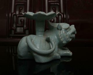 Old Chinese Ru Kiln Celadon Porcelain Oil Lamp 4