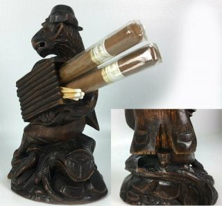 Antique Hc Wood Black Forest 6.  5 " Tall Whimsical Match Or Cigar Stand,  A Beaver?