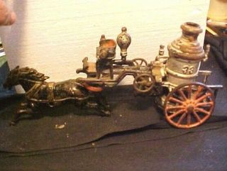 Antique $33 Carpenter Horse - Drawn Fire Pumper Cast - Iron Toy Missing Horse & Whee