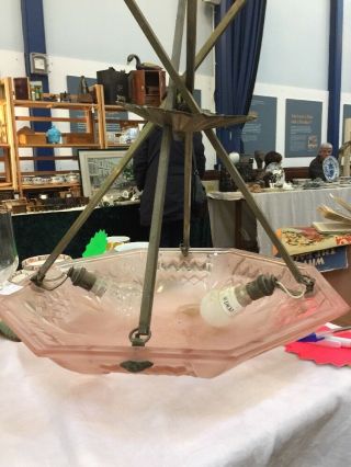 Antique Art Nouveau Muller Freres Ceiling Lamp Signed
