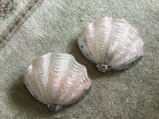 A Art Deco Odean Clam Shell Wall Lamps