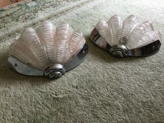 A Art Deco Odean Clam Shell Wall Lamps 2