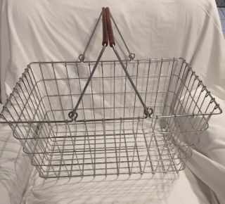 Vintage Wire Metal Grocery Store Shopping Basket Kasper Wire Shiner Texas