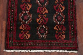 VINTAGE SUMMER DEAL Geometric BLACK Afghan Oriental Area Rug Hand - made WOOL 3x6 5