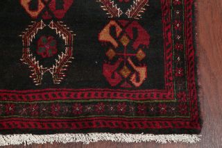 VINTAGE SUMMER DEAL Geometric BLACK Afghan Oriental Area Rug Hand - made WOOL 3x6 6
