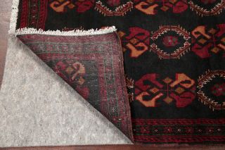 VINTAGE SUMMER DEAL Geometric BLACK Afghan Oriental Area Rug Hand - made WOOL 3x6 9
