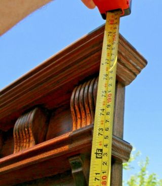 Vintage Oak Hall Tree Glove Box umbrella stand coat rack beveled mirrors 10