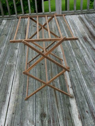 Primitive Vtg Or Antique Folding Wooden Drying Rack - 27 1/2 