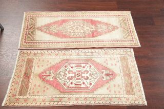 Package Of 2 Muted Oushak Turkish Distressed Oriental Area Rug Hand - Knotted 2x3