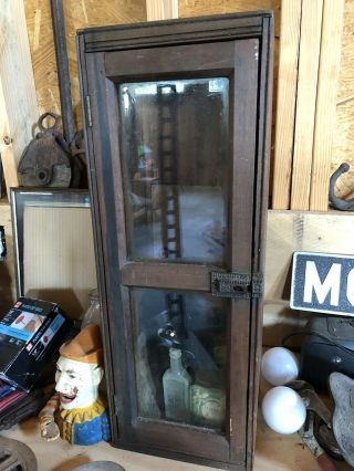 Antique Wood Cabinet Glass Door Mini Display Showcase