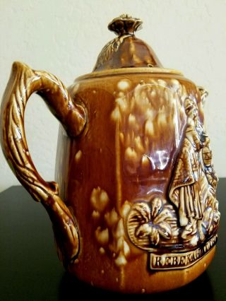 Antique 1851 - 1857 Rebekah At The Well - Bennington Rockingham Teapot 3