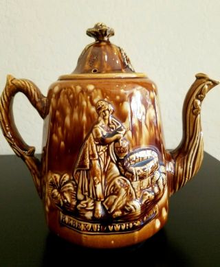 Antique 1851 - 1857 Rebekah At The Well - Bennington Rockingham Teapot 4