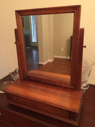 Antique Stickley Tabletop Mirror With Drawer