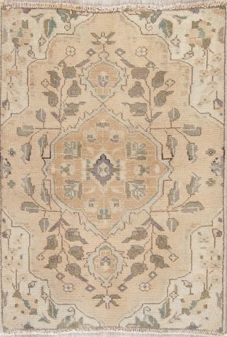 Top Deal Vintage Muted Beige Brown Oriental Wool Distressed Area Rug 3 