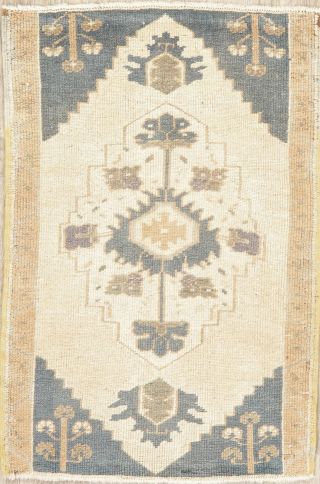 2x3 Vintage Oushak Turkish Oriental Area Rug Geometric Hand - Knotted Muted Carpet
