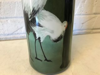 Antique Lenox American Belleek Series Porcelain Vase Green w/ Birds & Trees Dec. 9