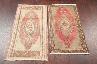 Package of 2 MUTED Oushak Turkish Distressed Oriental Area Rug Hand - Knotted 2x3 2