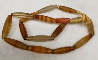 Antique Chinese Carved Agate Necklace Bead Carnelian Old 3