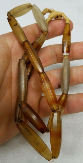 Antique Chinese Carved Agate Necklace Bead Carnelian Old 4