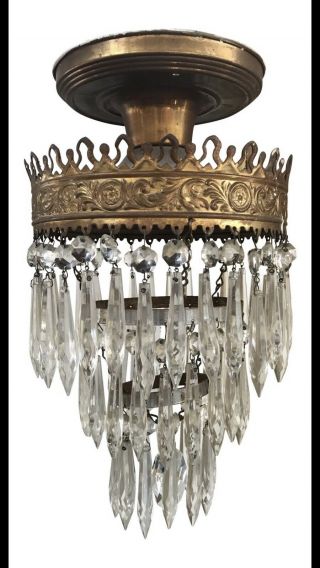 Antique 1920’s Crystal Chandelier Wedding Cake Chandelier Art Deco 3 Tier