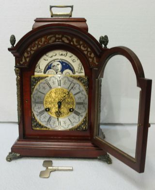 Old Table Clock Dutch Vintage Moonphase Clock Walnut Warmink Wuba 35 cm height 10