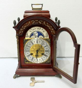 Old Table Clock Dutch Vintage Moonphase Clock Walnut Warmink Wuba 35 cm height 12