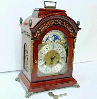 Old Table Clock Dutch Vintage Moonphase Clock Walnut Warmink Wuba 35 Cm Height