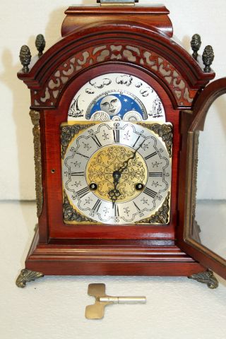 Old Table Clock Dutch Vintage Moonphase Clock Walnut Warmink Wuba 35 cm height 2