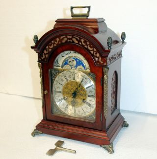 Old Table Clock Dutch Vintage Moonphase Clock Walnut Warmink Wuba 35 cm height 3