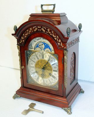 Old Table Clock Dutch Vintage Moonphase Clock Walnut Warmink Wuba 35 cm height 4