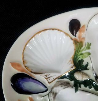 Antique Union Porcelain Clam Shell Oyster Plate UPW Patent 1881 2
