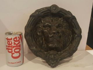 VINTAGE LARGE GOTHIC CASTLE CAST IRON MGM STYLE LION HEAD MANSION DOOR KNOCKER 12