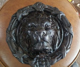 VINTAGE LARGE GOTHIC CASTLE CAST IRON MGM STYLE LION HEAD MANSION DOOR KNOCKER 3