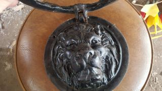 VINTAGE LARGE GOTHIC CASTLE CAST IRON MGM STYLE LION HEAD MANSION DOOR KNOCKER 5