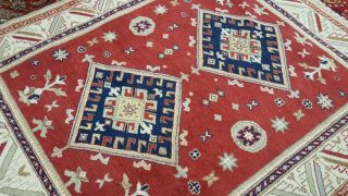 Fine Hand - Knotted Kazakh Tribal Extremely Durable Rug 100 Wool 7 