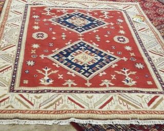 FINE HAND - KNOTTED KAZAKH TRIBAL EXTREMELY DURABLE RUG 100 WOOL 7 ' X 9 ' 4