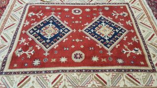 FINE HAND - KNOTTED KAZAKH TRIBAL EXTREMELY DURABLE RUG 100 WOOL 7 ' X 9 ' 5