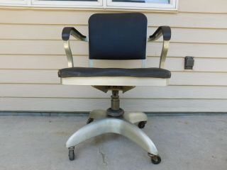 Vintage Earlier Goodform Propeller Base Aluminum Rolling Office Desk Arm Chair