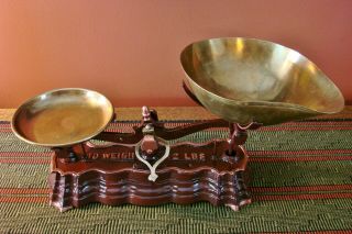 Antique Adorable French Candy Scale Brass Pans Scales Vintage