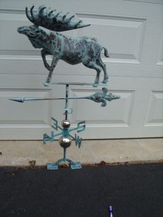 Moose 3d Weathervane Antiqued Copper Finish Weather Vane Hand Crafted